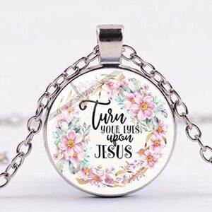 Turn your Eyes Upon Jesus Silver Pendant Necklace